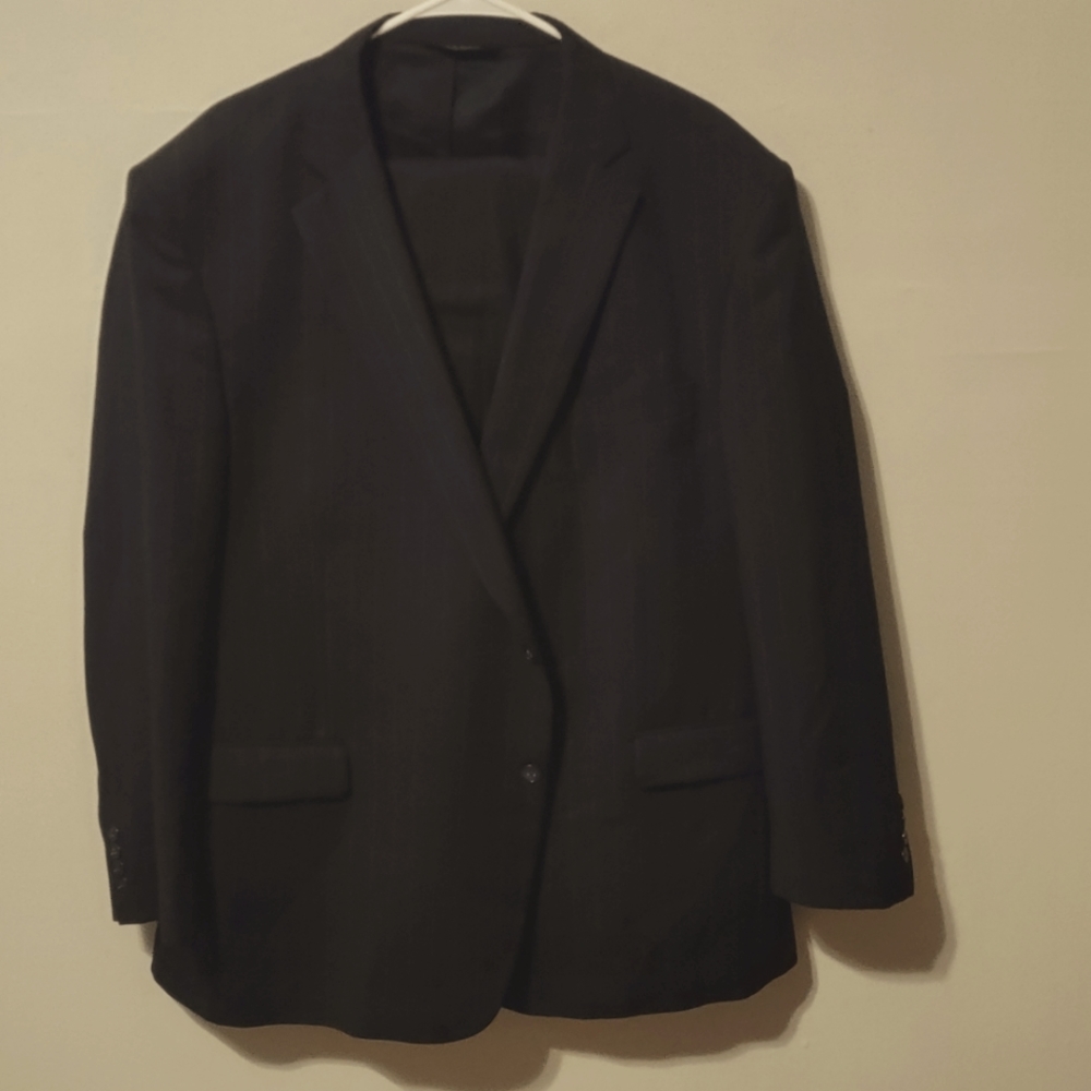 Joseph A Banks pinstripe Wool suit 50R pants 42x32k dark charcoal grey stripes